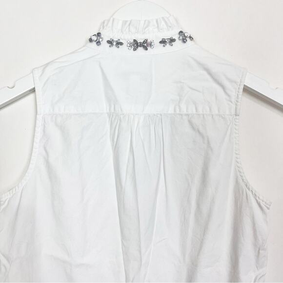 J. Crew White Ruffled Rhinestone Top - Picture 9 of 11